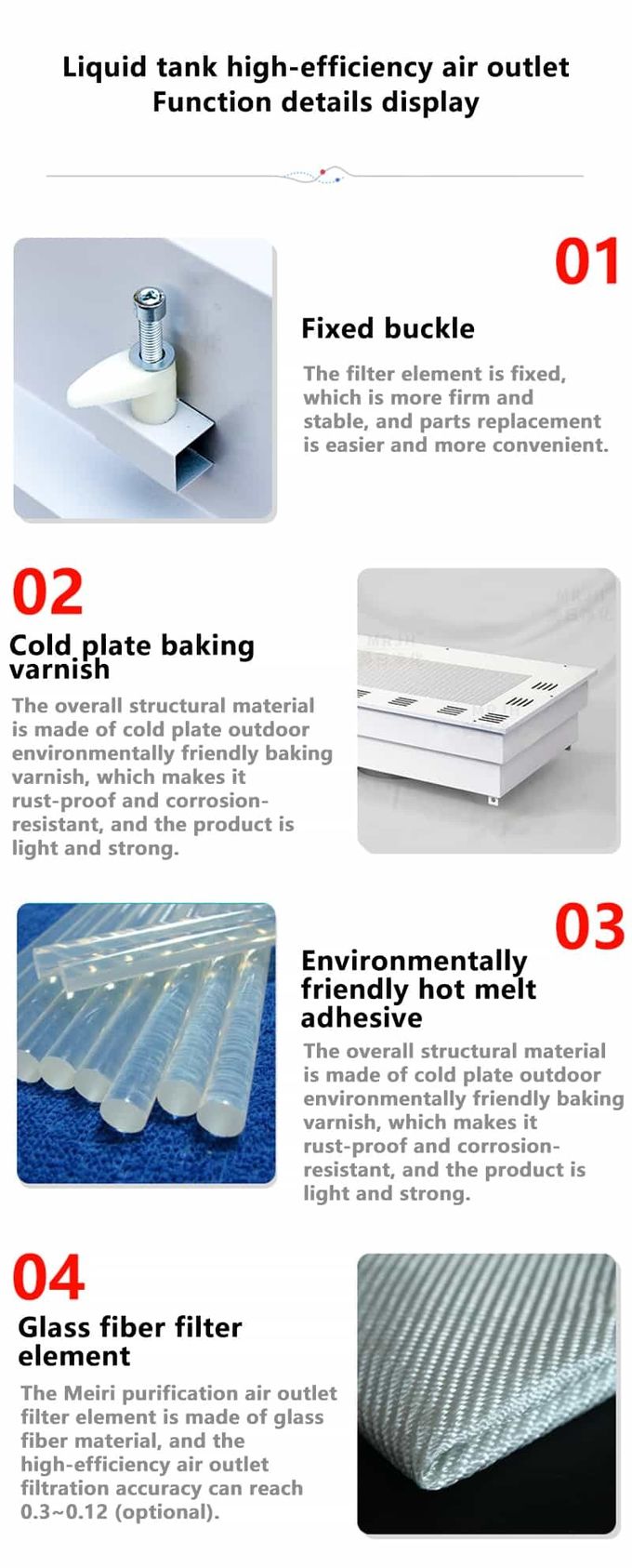 Ống thông hơi HEPA dạng máng lỏng - Lưu lượng khí công suất cao cho phòng sạch hàng không vũ trụ/điện tử 0